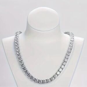 925 Sterling Silver with Rhinestones or Cubic Zirconias Necklace